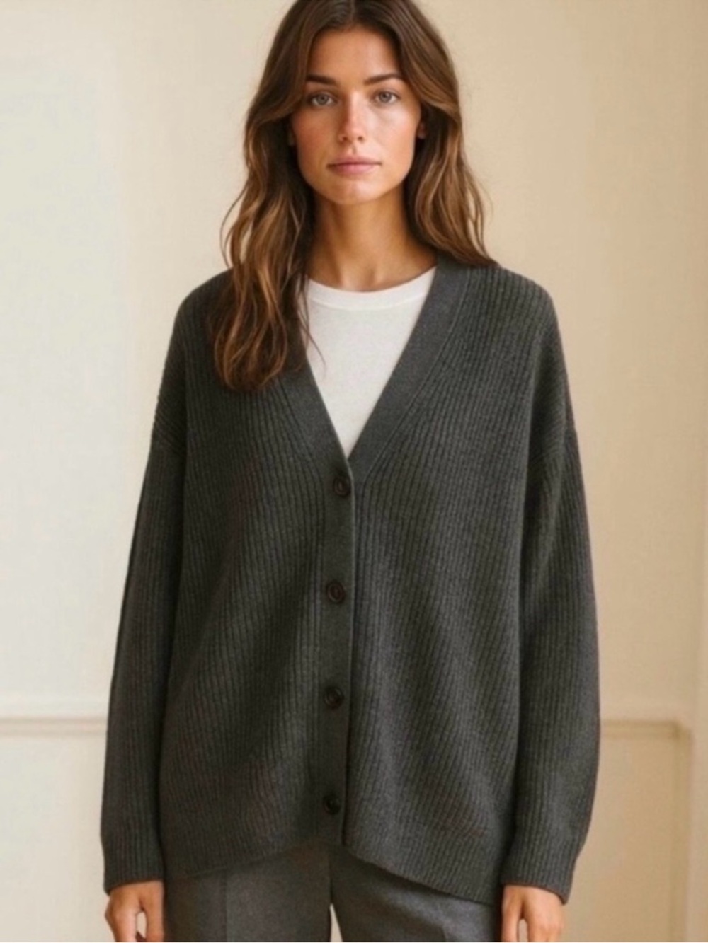 Jenni Kayne Cashmere Cocoon Cardigan Sweater Oversized Charcoal Gray Size 1X